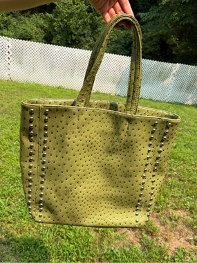 Big Buddha Santa Barbra Green Studded Crocodile Embossed Tote Bag